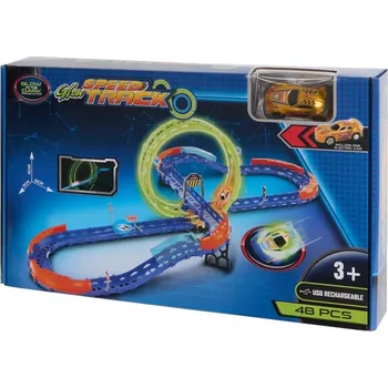 autodráha AUTODRÁHA ZÁVODNÍ AUTO HRAČKA SVÍTÍCÍ VE TMĚ 48 DÍLŮ