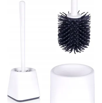 WC štětka SILIKONOVÝ WC KARTÁČ S DRŽÁKEM BÍLÝ - STOJÍCÍ TOALETNÍ KARTÁČ DO KOUPELNY