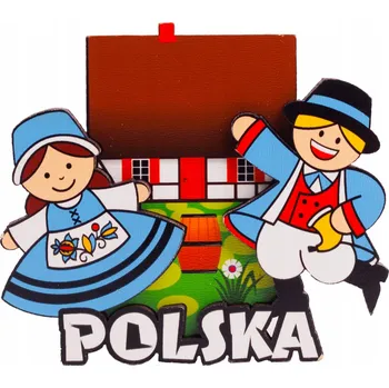 Obraz DŘEVĚNÝ MAGNET NA LEDNIČKU FOLK - KAŠUBSKÝ PÁR FOLKSTAR