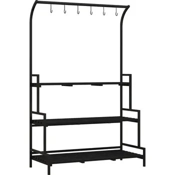 Stojan na květiny 3 úrovňový stojan na květiny, 110 x 50 x 17 cm | černý