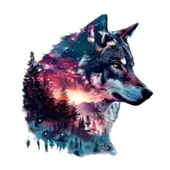 Nášivka Nažehlovací obrázek - vlk s krajinou V (7,4 x 8,0 cm)