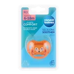 CANPOL BABIES Dudlík silikonový symetrický Cute animals 6-18m oranžový