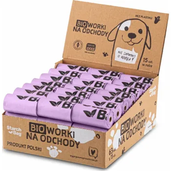 sáček na exkrement STARCHBAG Kompostovatelné BIO sáčky na exkrementy 63 rolí x 15ks, barva lila