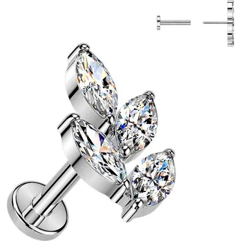 Piercing Šperky4U Piercing do brady větvička - PUSH IN labreta TITAN - TIT1633