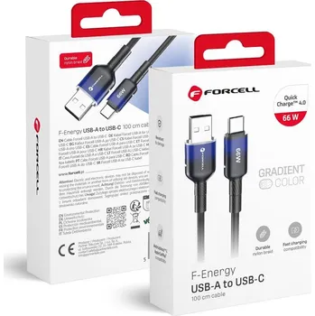 F-ENERGY C352 kabel USB A na typ C QC4.0 3A 66W Gradient 1 m černý