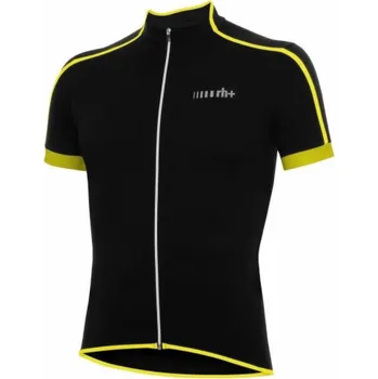 cyklistický dres RH+ Cyklistický dres zeroPrime ČERNO-ČERNO-ŽLUTÁ FLUO - L