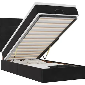 Postel Černý rám postele s matrací 203 x 80 x 118/128 cm, taštičkové pružiny