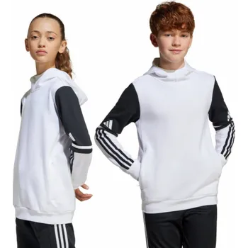 Chlapecká mikina Adidas Dětská mikina s kapucí Squadra 25, bílá, JD4807, 152 cm