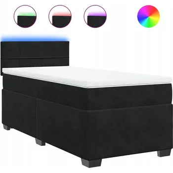 Postel Černá kontinentální postel 190x90x100,5 cm s matrací a LED osvětlením