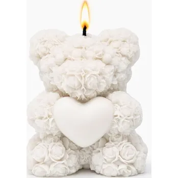 Svíčka Vonná svíčka Méďa z růžiček | 50 g | Svíčkománie3D | Barva: Bílá