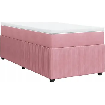 Postel Kontinentální postel růžová 190 x 90 x 46 cm s matrací a topperem
