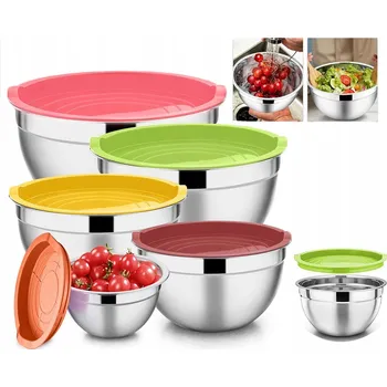 MISKY VELKÁ SADA 5 KUSŮ nerezové NA SALÁT DORTOVÉ SVAČINY