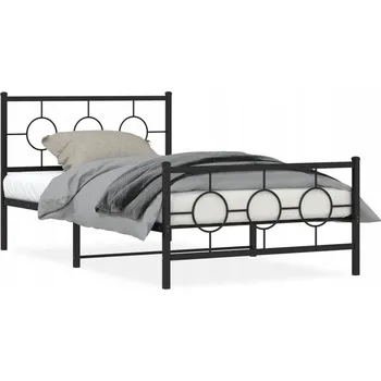 Postel Černý kovový rám postele 207x112x91 cm s čelem a úložným prostorem