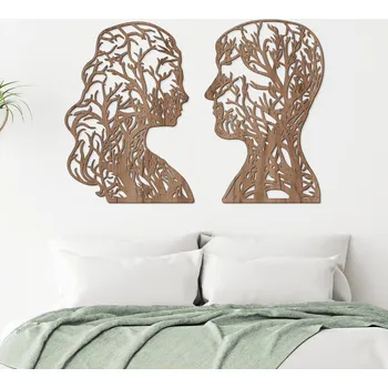 Obraz Dřevěná samolepka na zeď - Pohled lásky, Dub tabákový (nedostupný) | DUBLEZ