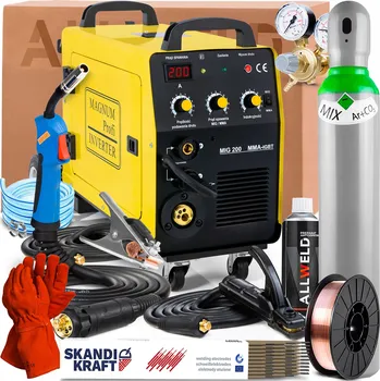 Svářečka Svářečka MAGNUM MIG 200 MMA KN 230V 200A Měkké pájení FLUX 2-kladková IGBT