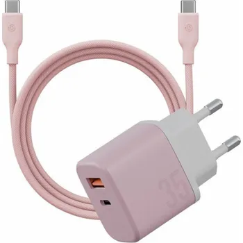 Vega Nabíječka do zásuvky Bazic GoPort Velox Kit USB-C/USB-A GaN 35W s kabelem růžová