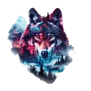 Nášivka Nažehlovací obrázek - vlk s krajinou II (7,9 x 8,0 cm)