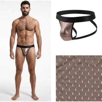 Pánské tanga Metalické jocksy Manview hnědé Velikost: XL Síťovaná spodní část