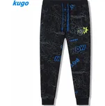 Chlapecké bavlněné tepláky Kugo FT6029 vel. 158 černé - modrý zip