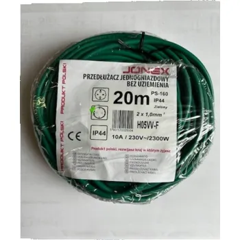 Prodlužovací kabel Plastrol Prodlužovací kabel s jednou zásuvkou 1x2p 20m zelený