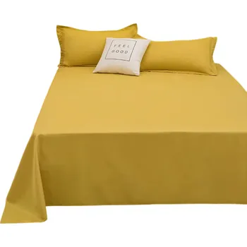 Prostěradlo Jednobarevné prostěradlo bez gumy 220 x 230 Hladký povrch pro každodenní použití Studentské bydlení žlutá