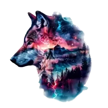 Nášivka Nažehlovací obrázek - vlk s krajinou III (7,1 x 8,0 cm)