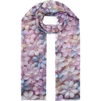 Šála Dámská šála vzor květ E-09557 barva: fialová