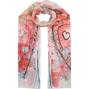 Šála Dámská šála vzor kočka E-09648 barva: oranžová