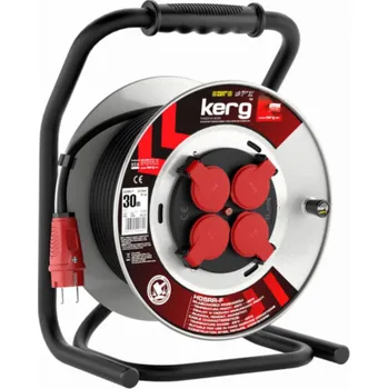 Prodlužovací kabel Kerg Prodlužovací kabel W2381 na cívce 30 m 31,5 mm2 H05RR-F 250 V černý