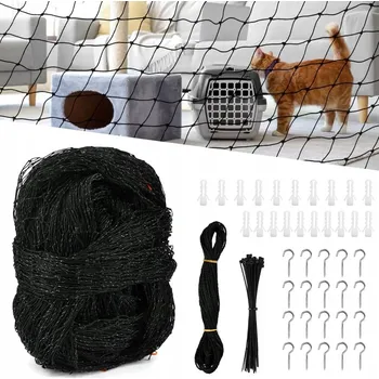 Kosmetika pro kočku SÍŤ PRO KOČKY 8 x 3 m OCHRANNÁ SÍŤ NA BALKON OKNO PEVNÁ VELKÁ 2,6x2,6cm
