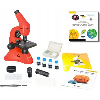 Optický mikroskop Levenhuk Rainbow 50L Orange - Sada 800x