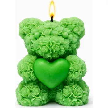 Svíčka Svíčkománie3D Méďa z růžiček 1 ks zelená