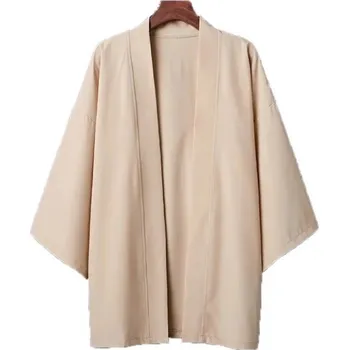 Pánská košile Pánská kimono košile Jednobarevné provedení Polyester Lehký volný střih pro městský styl a každodenní nošení béžova XL