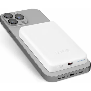 Powerbanka SBS TEBB5000MAG1CW Power Bank 5000mAh bezdrátové nabíjení bílá