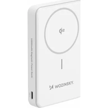 Powerbanka Powerbank Wozinsky 10000 mAh s indukčním nabíjením QI2, certifikovaný, se stojánkem, bílý
