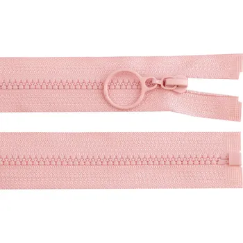 Zip Kostěný zip No 3 délka 30 cm s kroužkem, malé, 136 pudrová