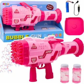 Bublifuk LeanToys Velká elektrická bublinková pistole 64 otvorů růžová