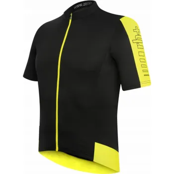 cyklistický dres RH+ Cyklistický dres zeroEnergy FZ černo-kyselinově žlutý - M