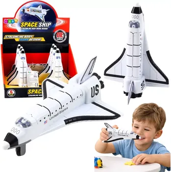Dětské zboží Kovový vesmírný raketoplán s natahovacím pohonem, bílý