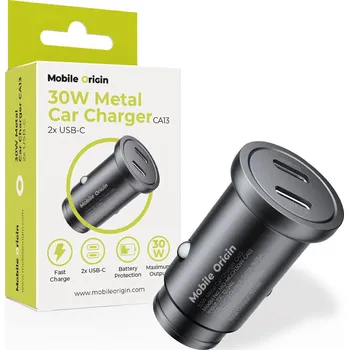 Mobilní telefon Mobile Origin Metal Car Charger 30W, CA13 2x USB-C MO-MCCH30W-CA13