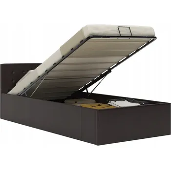 Postel Čalouněná jednolůžková postel 90x200 cm s hydraulickým zvedákem, šedá