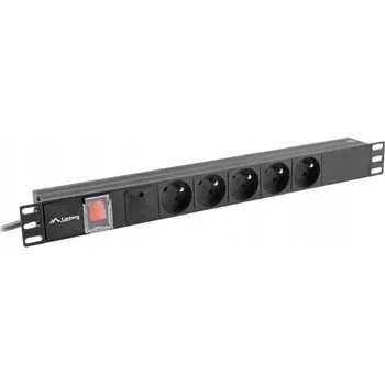 Rozvaděč Zásuvková lišta do rackové skříně 19" Lanberg - 5 zásuvek - 2m PDU-05E-0200-BK