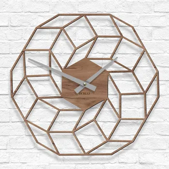 Hodiny Velké dřevěné moderní hodiny - Vortexa, Dub tabákový (nedostupný) | DUBLEZ