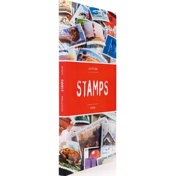 Obal pro sběratelský předmět Leuchtturm Zásobník na známky A4, černé listy, 32 stran s potiskem STAMPS, červený