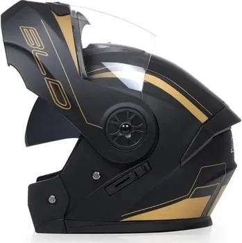 Motocyklové brýle Celoobličejová motocyklová helma unisex černá výklopná s dvojitým zorníkem pro lepší viditelnost a ochranu S