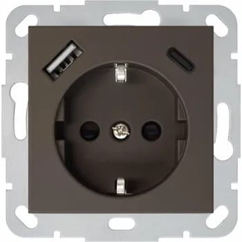 Elektrická zásuvka Zásuvka, USB A+C nabíječka Liregus Retro, hnědá