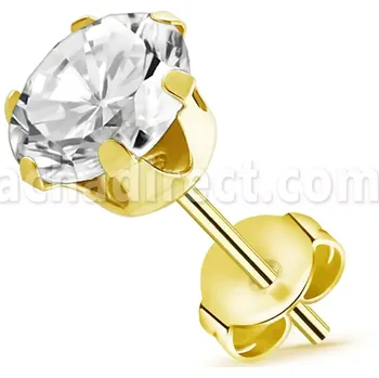 Piercing Pár zlatých náušnic osazených kulatým krystalem ERZ InfinityPierce.cz (Pár zlatých náušnic z chirurgické oceli osazených kulatým krystalem ve volitené barvě a délce ERZM)