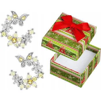 Náušnice Stříbrné Náušnice Kruhy se Zirkony Kroužky Květiny Motýlci Rhodiované Puzetky