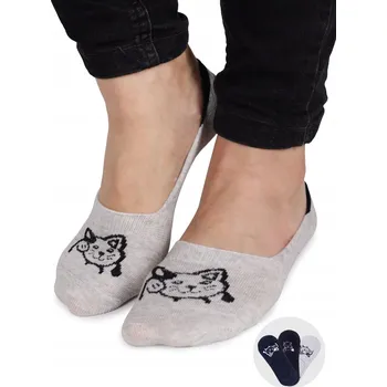 Dámské ponožky YO CLUB kotníkové ponožky SKB-0135G bavlna šedé KOTEK 31-34