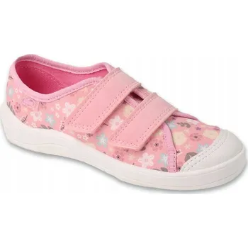 Dívčí bačkory Befado dětské papuče na suchý zip růžové, velikost 33